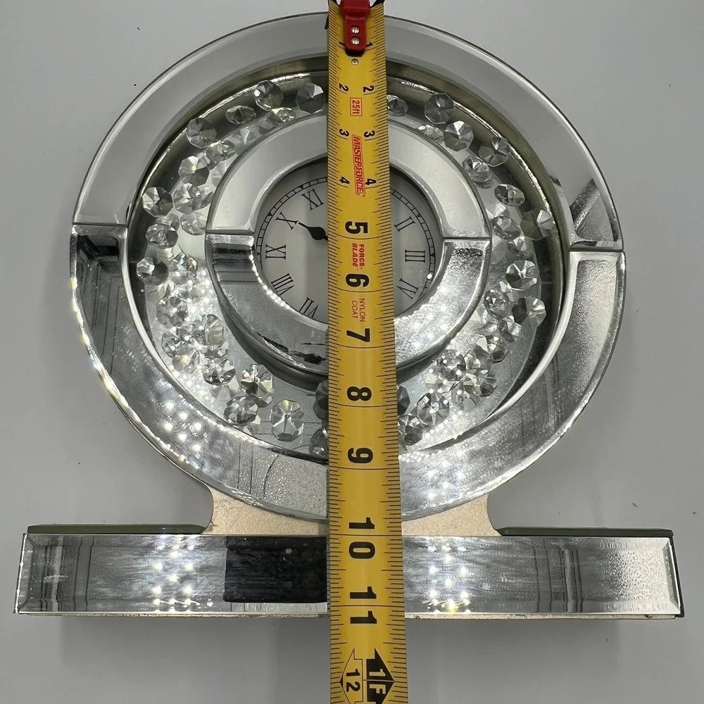 Pier 1 Mirrored Table Clock Home Decor Silver Gold Acceptable Crystal Art Deco